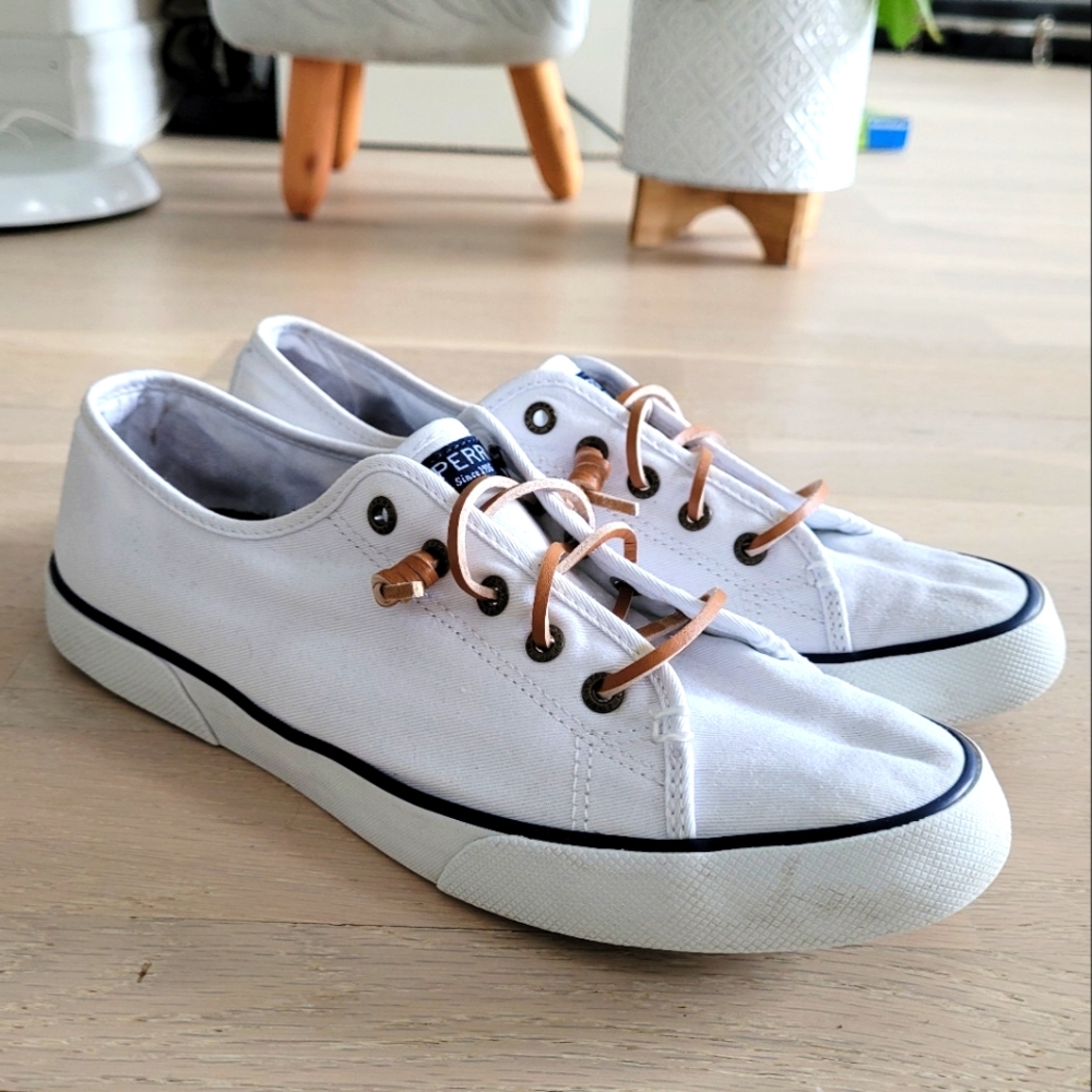 Sperry Top Sider White Boat Shoes Size 9.5